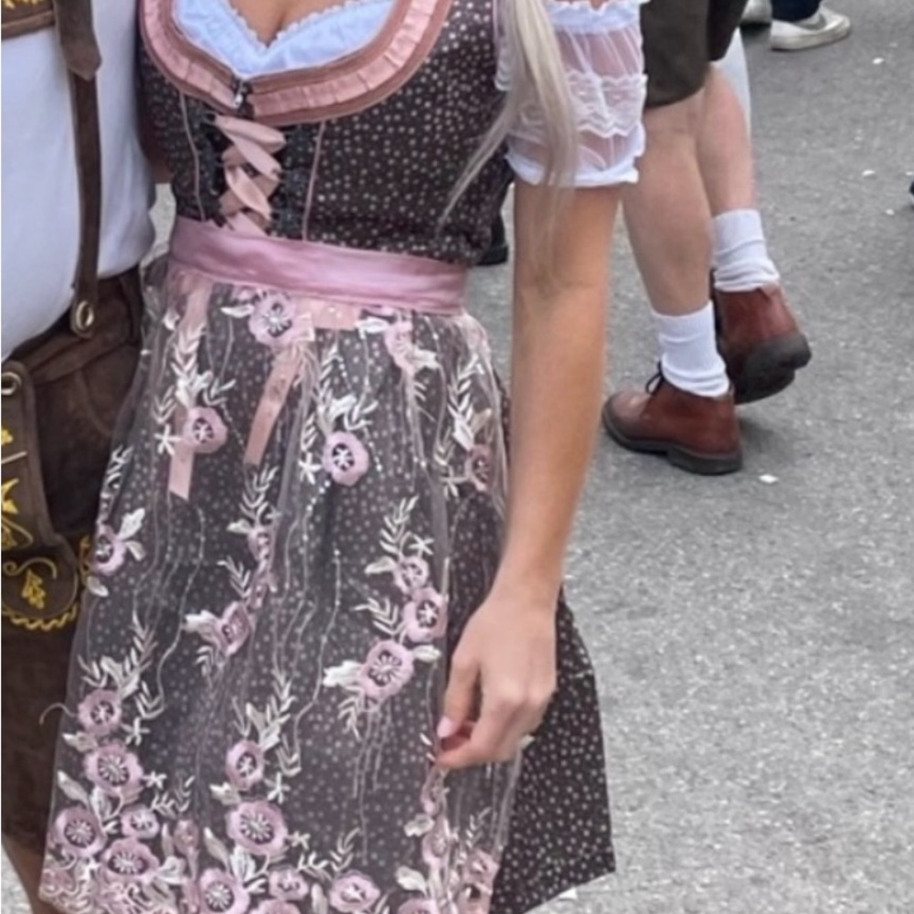 Floral Dirndl Dress with Pink Accents